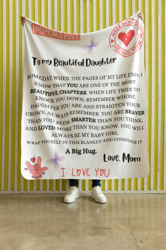 To My Beautiful Daughter Premium Sherpa Blanket