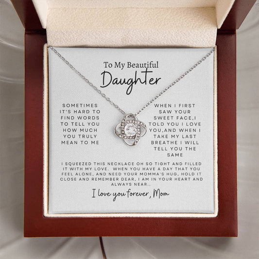 To My Beautiful Daughter Love Knot Necklace